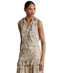 Lauren Ralph Women's Ruffle-Trim V-Neck Blouse