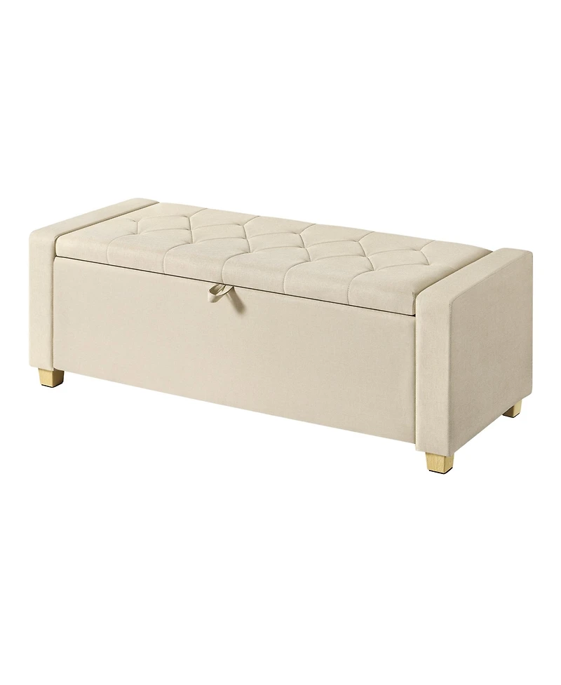 SongmicsHome Storage Chest Bench with Legs, Ottoman, End of Bed Safety Hinges, Linen-Look Fabric