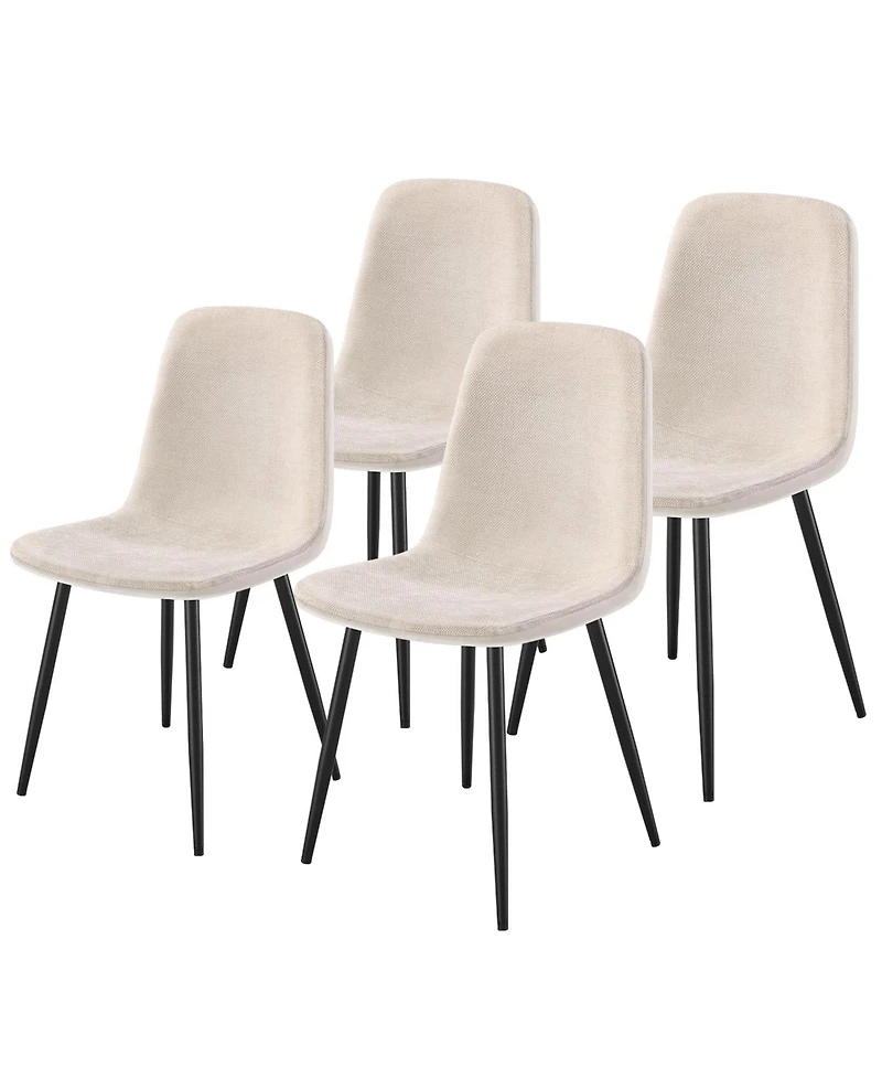 SongmicsHome Set of 4 Metal Dining Chairs, Upholstered Pu Leather Kitchen Chairs