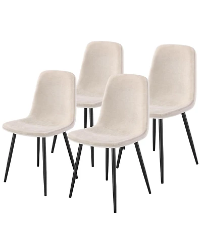 SongmicsHome Set of 4 Metal Dining Chairs, Upholstered Pu Leather Kitchen Chairs