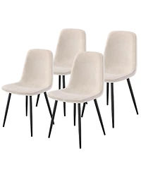 SongmicsHome Set of 4 Metal Dining Chairs, Upholstered Pu Leather Kitchen Chairs