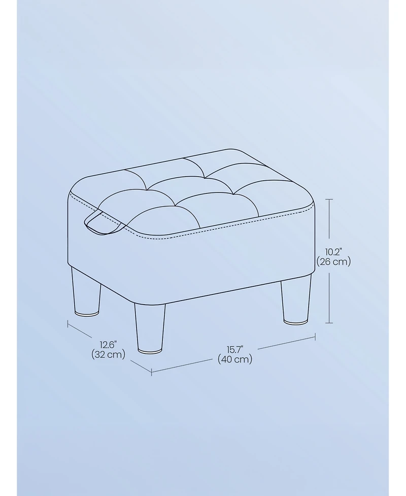 SongmicsHome Small Storage Ottoman, Linen-Look Fabric Padded Stool, for Bedroom, Living Room, Entryway, Large Weight Capacity