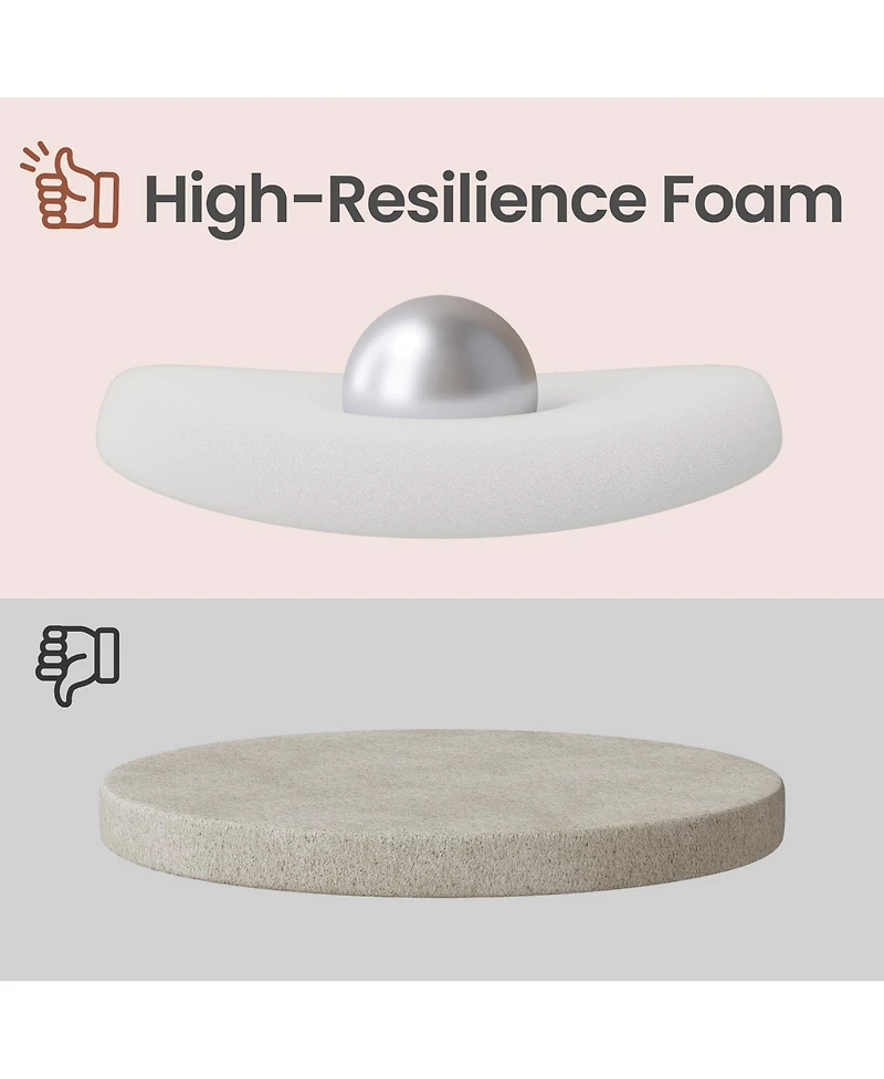 SongmicsHome Round Ottoman, Foot Rest with Wood Legs, Small Table, for Hallway, Living Room, Teddy Fleece