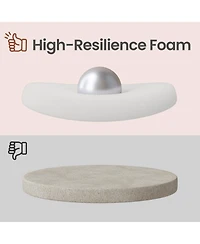 SongmicsHome Round Ottoman, Foot Rest with Wood Legs, Small Table, for Hallway, Living Room, Teddy Fleece