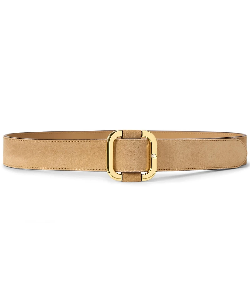 Lauren Ralph Leather Square Slide Buckle Wide Belt