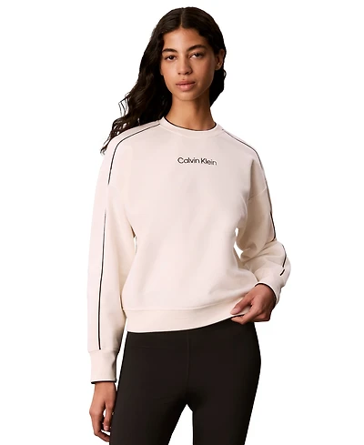 Calvin Klein Performance Women's Piped Crew Long-Sleeve Sweatshirt