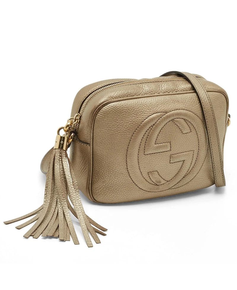 Pre-Owned Gucci Women's Soho Disco Small Metallic Leather Camera Crossbody Bag