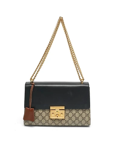 Pre-Owned Gucci Padlock Medium Gg Supreme Canvas and Leather Shoulder Bag