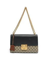 Pre-Owned Gucci Padlock Medium Gg Supreme Canvas and Leather Shoulder Bag