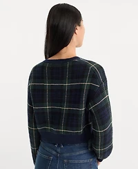Good American Women's Cropped Plaid Cardigan
