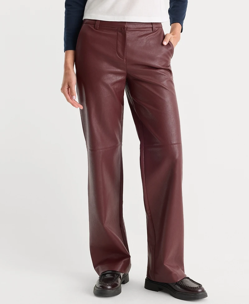 Good American Women's Better Than Leather Low-Rise Wide-Leg Faux Trousers