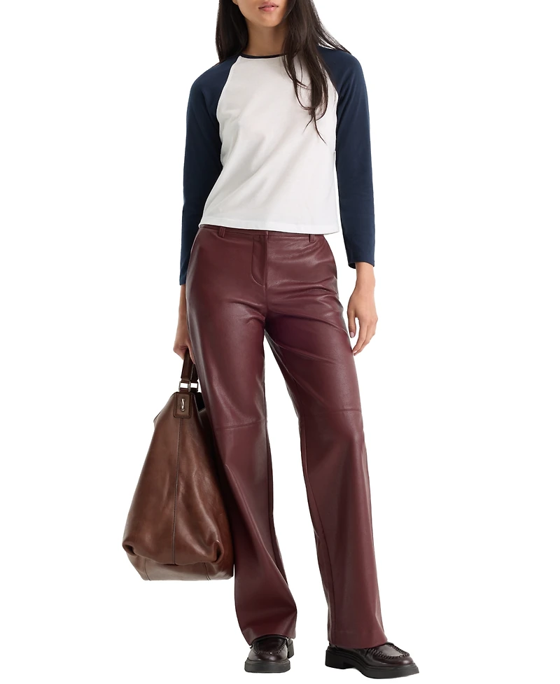 Good American Women's Better Than Leather Low-Rise Wide-Leg Faux Trousers