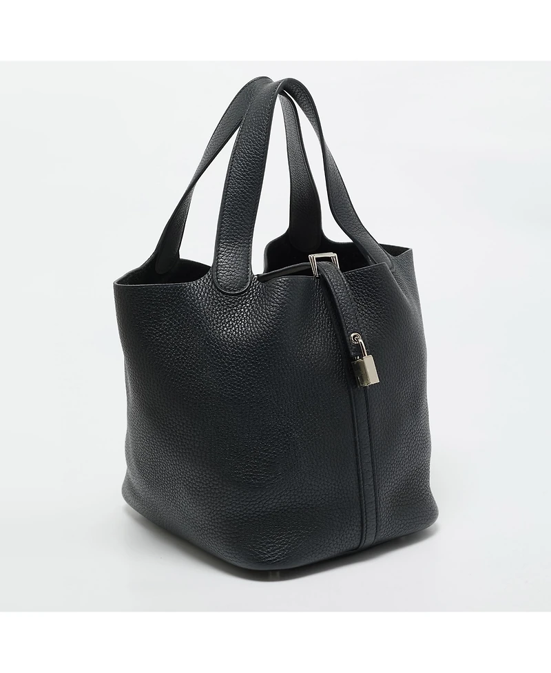 Pre-Owned Hermes Noir Taurillon Clemence Leather Picotin Lock