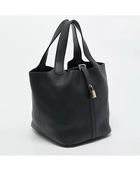 Pre-Owned Hermes Noir Taurillon Clemence Leather Picotin Lock