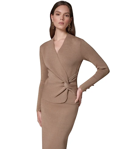 Donna Karan New York Women's V-Neck Long-Sleeve Fitted Sweater