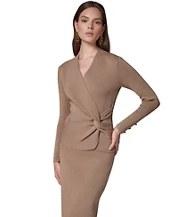 Donna Karan New York Women's V-Neck Long-Sleeve Fitted Sweater