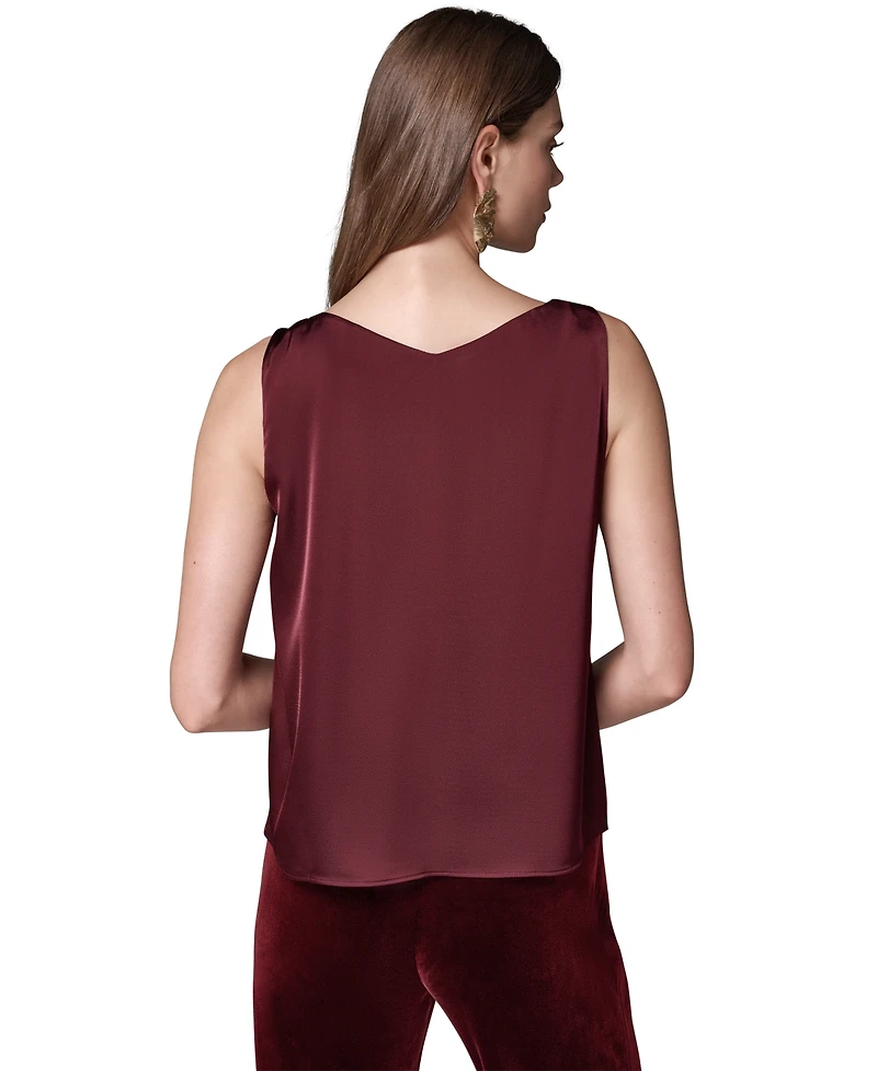 Donna Karan New York Women's Sleeveless V-Neck Satin Blouse