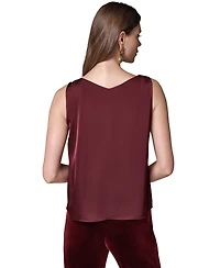 Donna Karan New York Women's Sleeveless V-Neck Satin Blouse