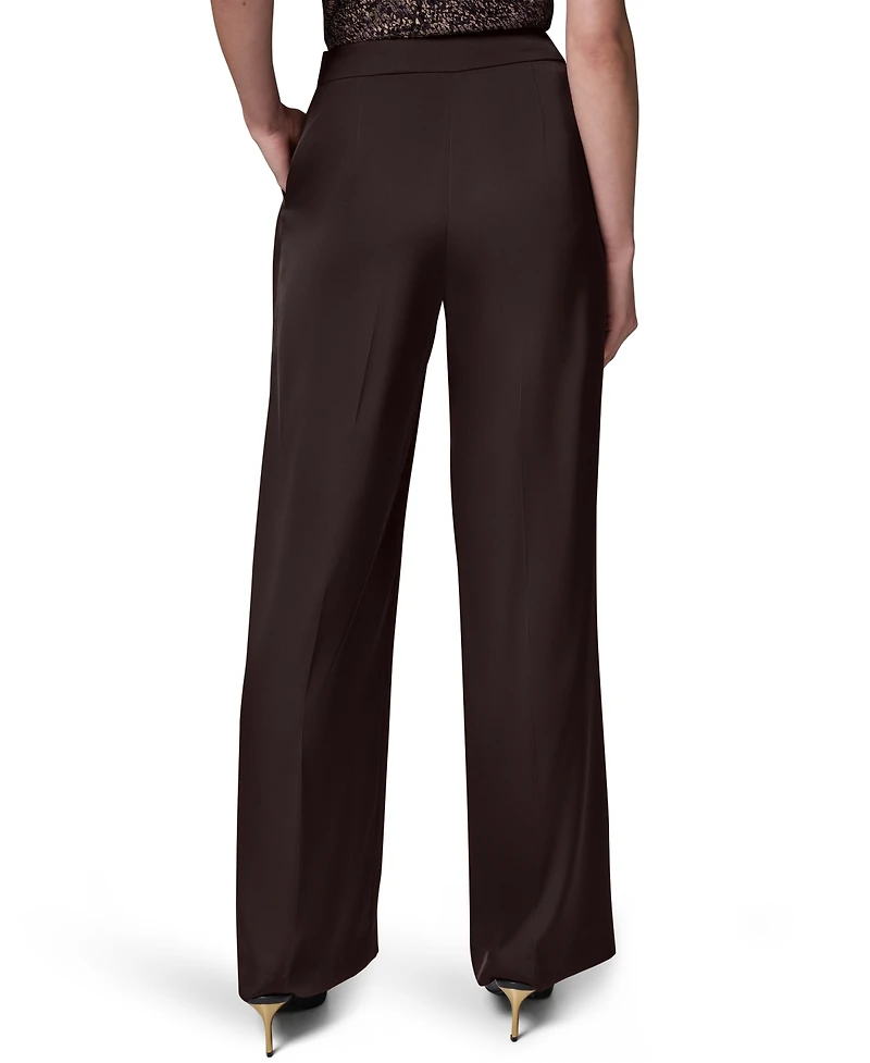 Donna Karan New York Women's Wide-Leg Satin Side-Zip Pants