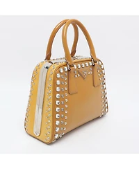 Pre-Owned Prada Women's Small Studded Saffiano Patent Leather Frame Bag