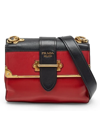 Pre-Owned Prada Women's Cahier Two-Tone Leather Shoulder Bag