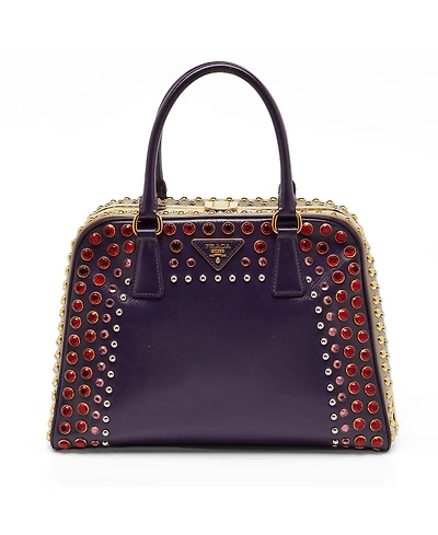 Pre-Owned Prada Crystal Embellished Saffiano Leather Satchel