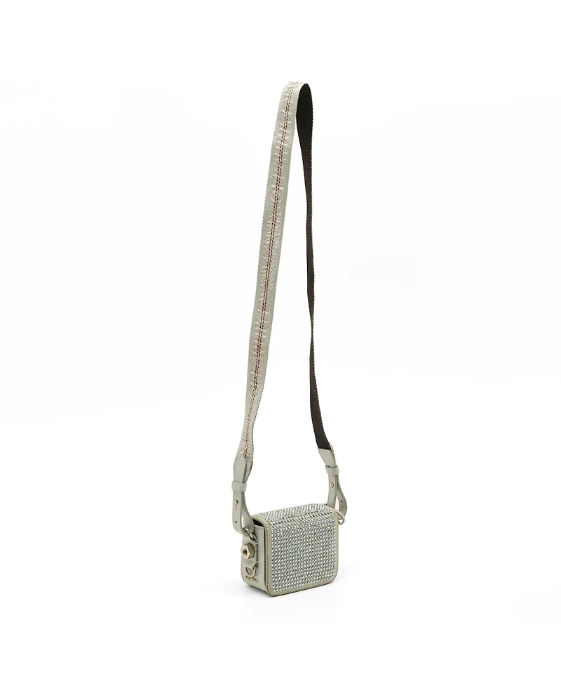 Pre-Owned Off-White Women's Baby Flap Crystal-Embellished Suede Shoulder Bag