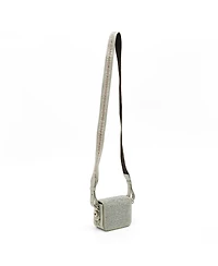 Pre-Owned Off-White Women's Baby Flap Crystal-Embellished Suede Shoulder Bag