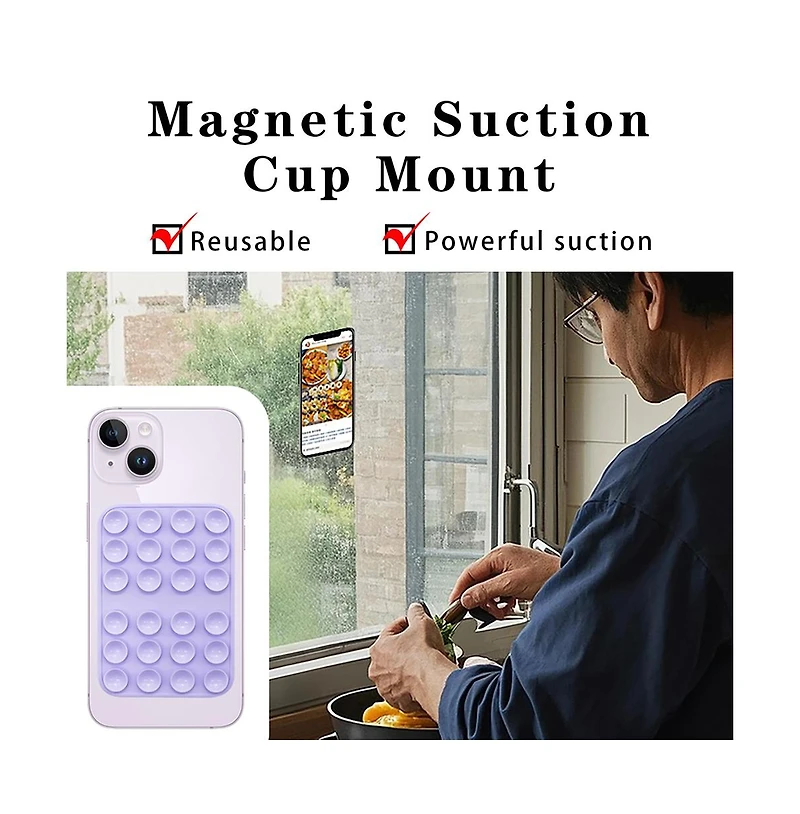 Artudatech Magnetic Silicone Suction Phone Mount Compatible with Apple iPhone 12-17 MagSafe