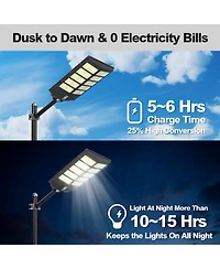 Maxsa 3-Pack 4000W Solar Street Lights, 6500K Led Parking Lot Lights with Motion Sensor, Remote, Dusk-to-Dawn, IP67 Waterproof, Yard and Driveway