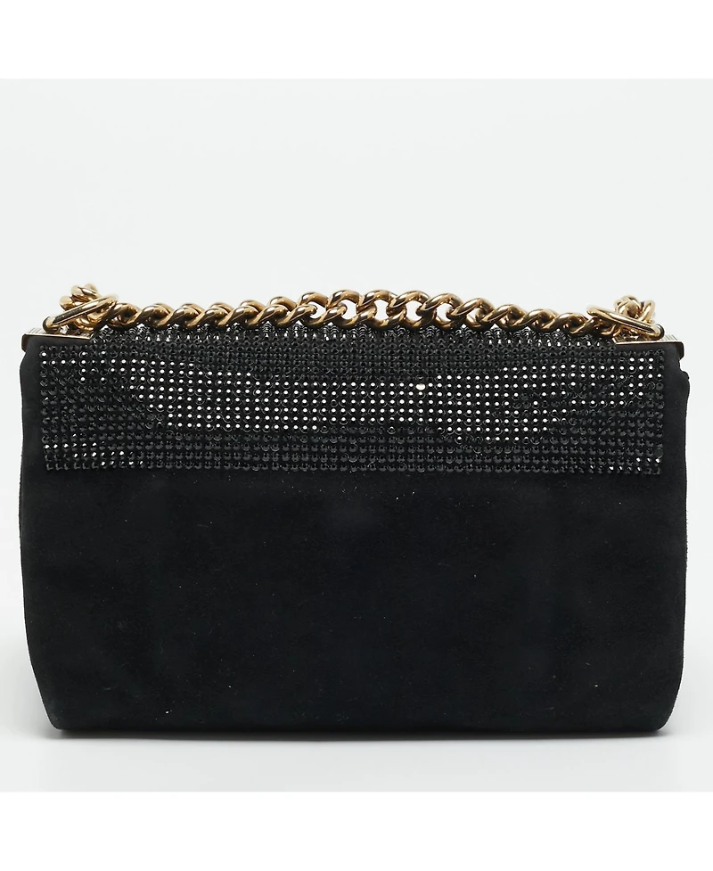 Pre-Owned Versace Women's Sultan Medusa Crystal Embellished Suede Shoulder Bag
