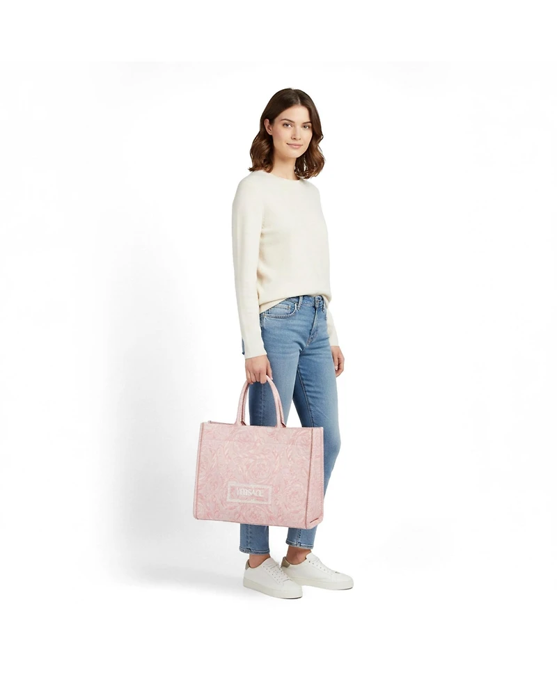 Pre-Owned Versace Women's Athena Barocco Jacquard Canvas Tote Bag