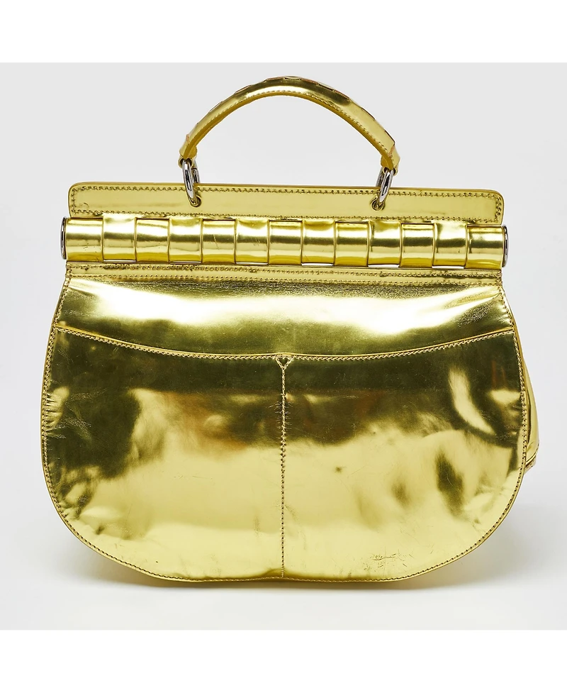 Pre-Owned Versace Metallic Patent Leather Top Handle Satchel