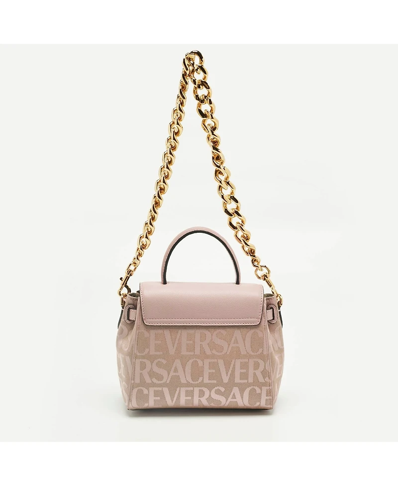 Pre-Owned Versace Small La Medusa Jacquard and Leather Top Handle Bag