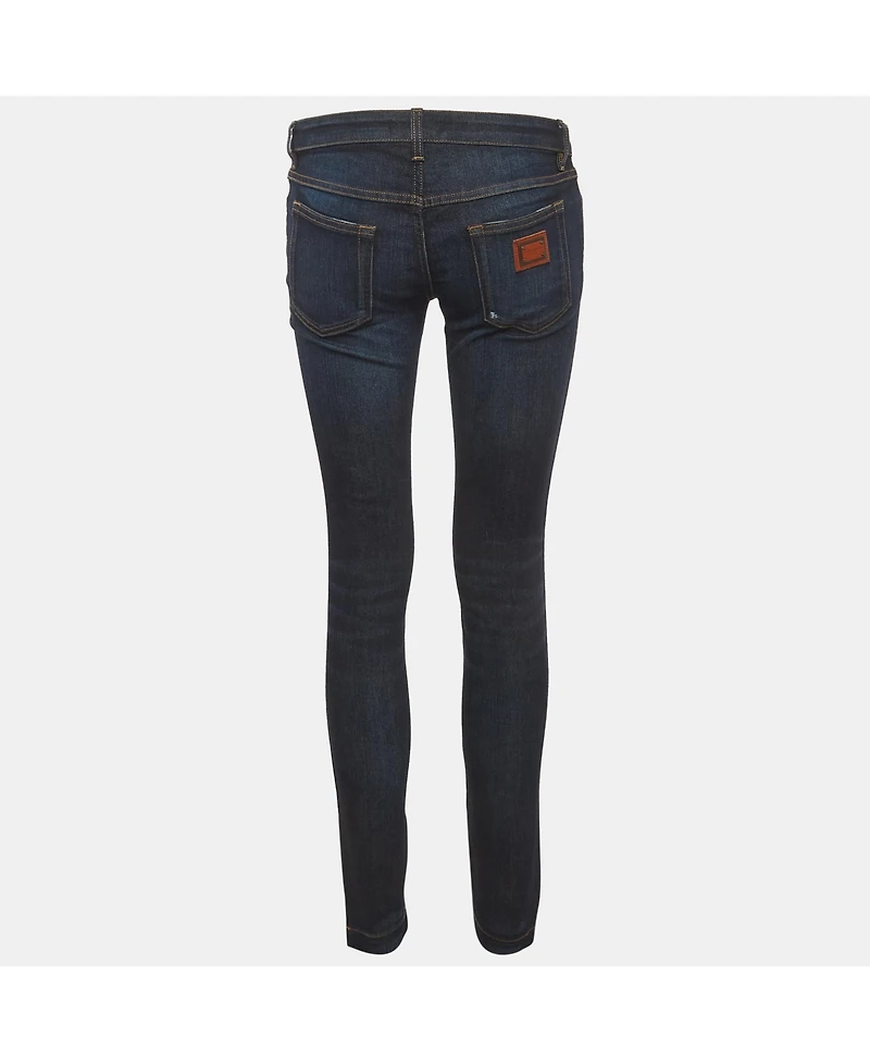 Pre-Owned Dolce & Gabbana Women's Low-Rise Dark-Rinse Skinny Jeans