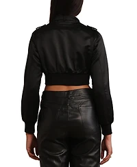 Members Only Women's Iconic Racer Cropped Satin Jacket