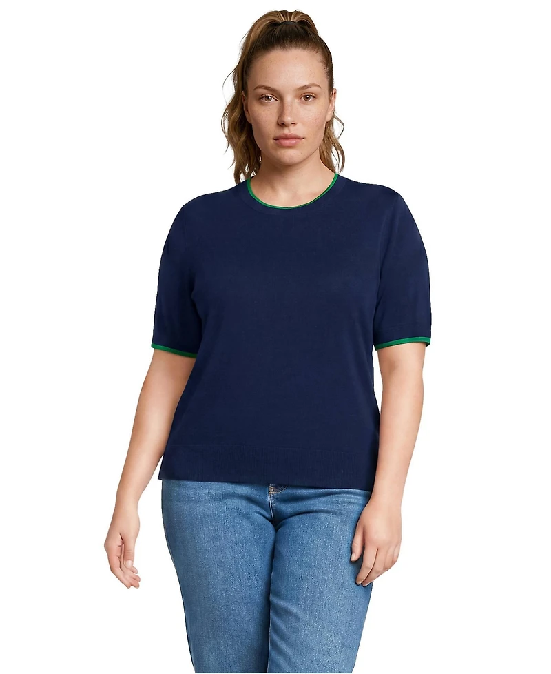 Lands' End Plus Drifter Lite Double Trim Tee Sweater