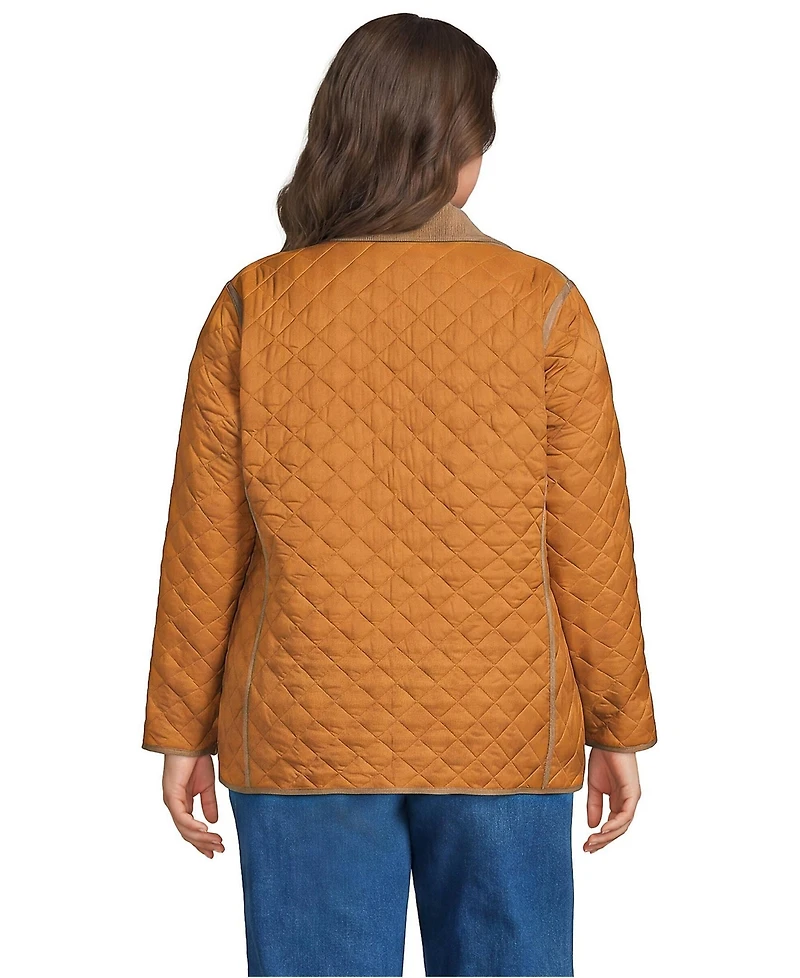Lands' End Plus Print Reversible Barn Quilted Insulated Jacket