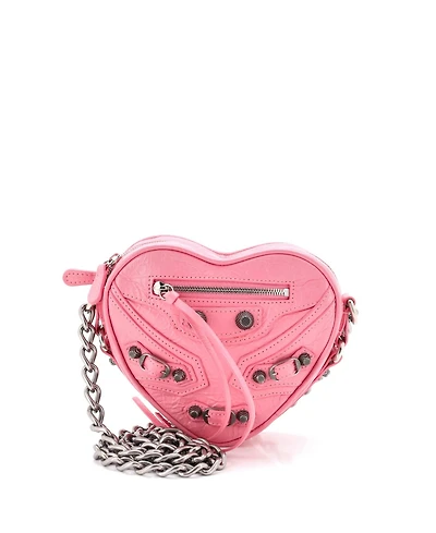 Pre-Owned Balenciaga Mini Le Cagole Giant Studs Heart Chain Bag Leather