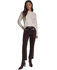Karl Lagerfeld Paris Women's High-Waist Straight Corduroy Pants