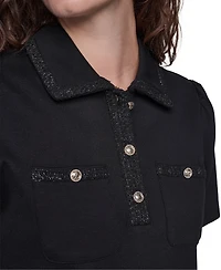 Karl Lagerfeld Paris Women's Short-Sleeve Collared Knit Polo