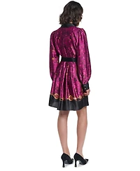 Karl Lagerfeld Paris Women's B.f. Collared Long-Sleeve Belted Shirt Dress
