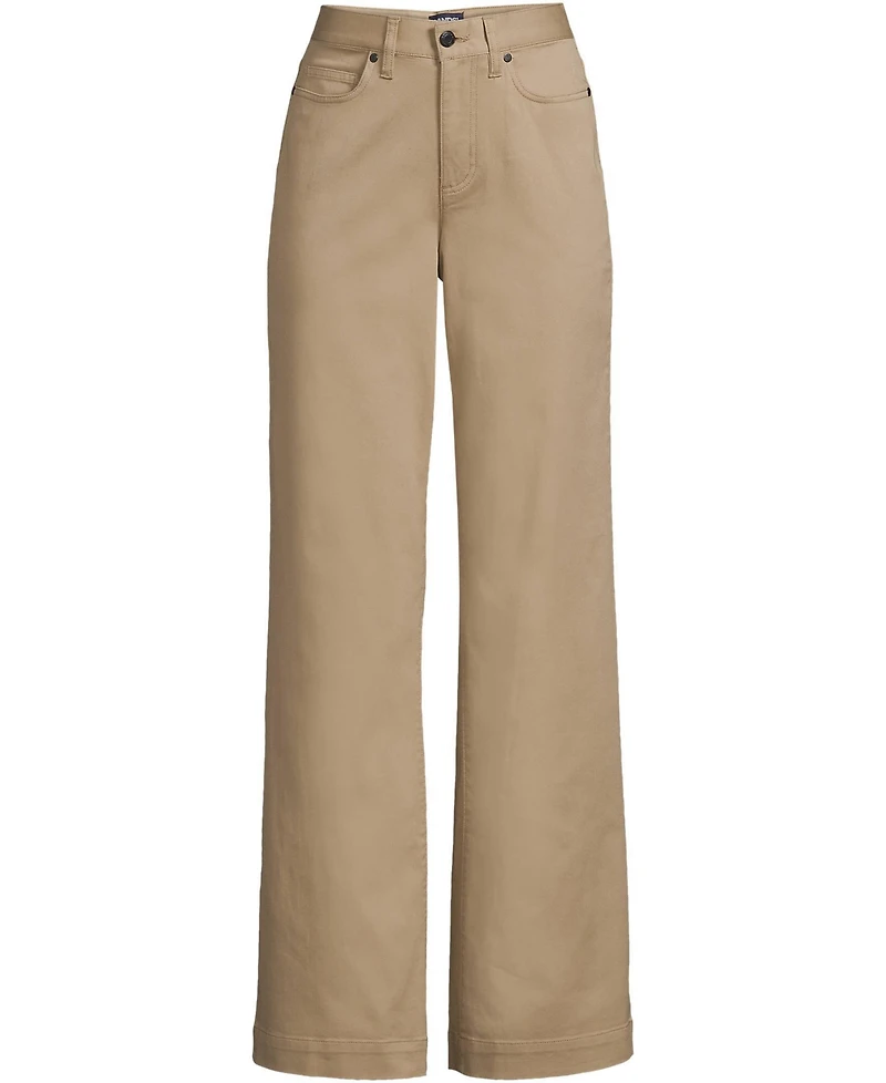 Lands' End Petite High Rise 5 Pocket Wide Leg Chino Pants