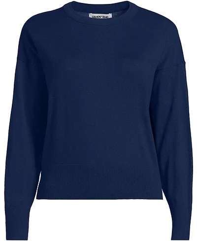 Lands' End Plus Drifter Lite Double Trim Crew Sweater