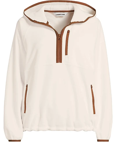 Lands' End Plus Anyweather RainDefense Hooded Half Zip Fleece Pullover