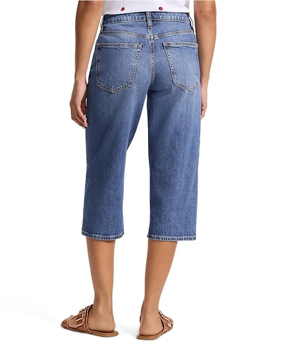 Lands' End Women's Soft Denim Mid Rise Relaxed Capri Jeans
