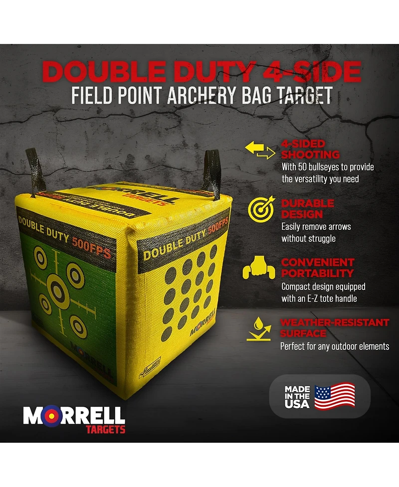 Morrell Targets 4-Sided Archery Target, Field Point Shooting Bag, Double Duty
