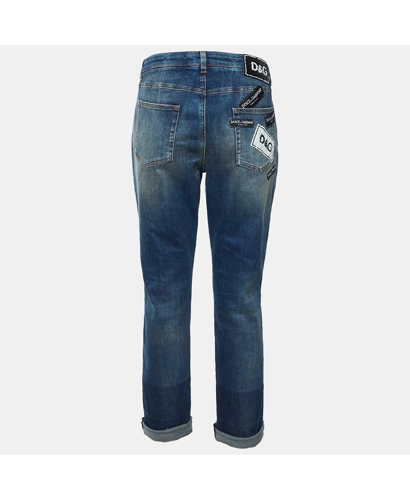 Pre-Owned Dolce & Gabbana Women's Denim Distressed Slim Fit Jeans