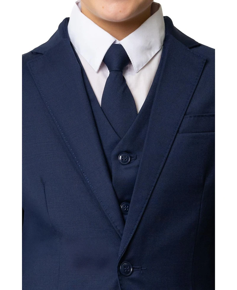 Peanut Butter Collection Big Boys Luxor Slim Fit Wool Blend 5-Piece Shirt, Tie, Jacket, Vest and Pants Suit Set