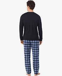 Cuddl Duds Men's Cabin Fleece Long-Sleeve Crewneck Pajama Top and Pants, 2-Piece Set